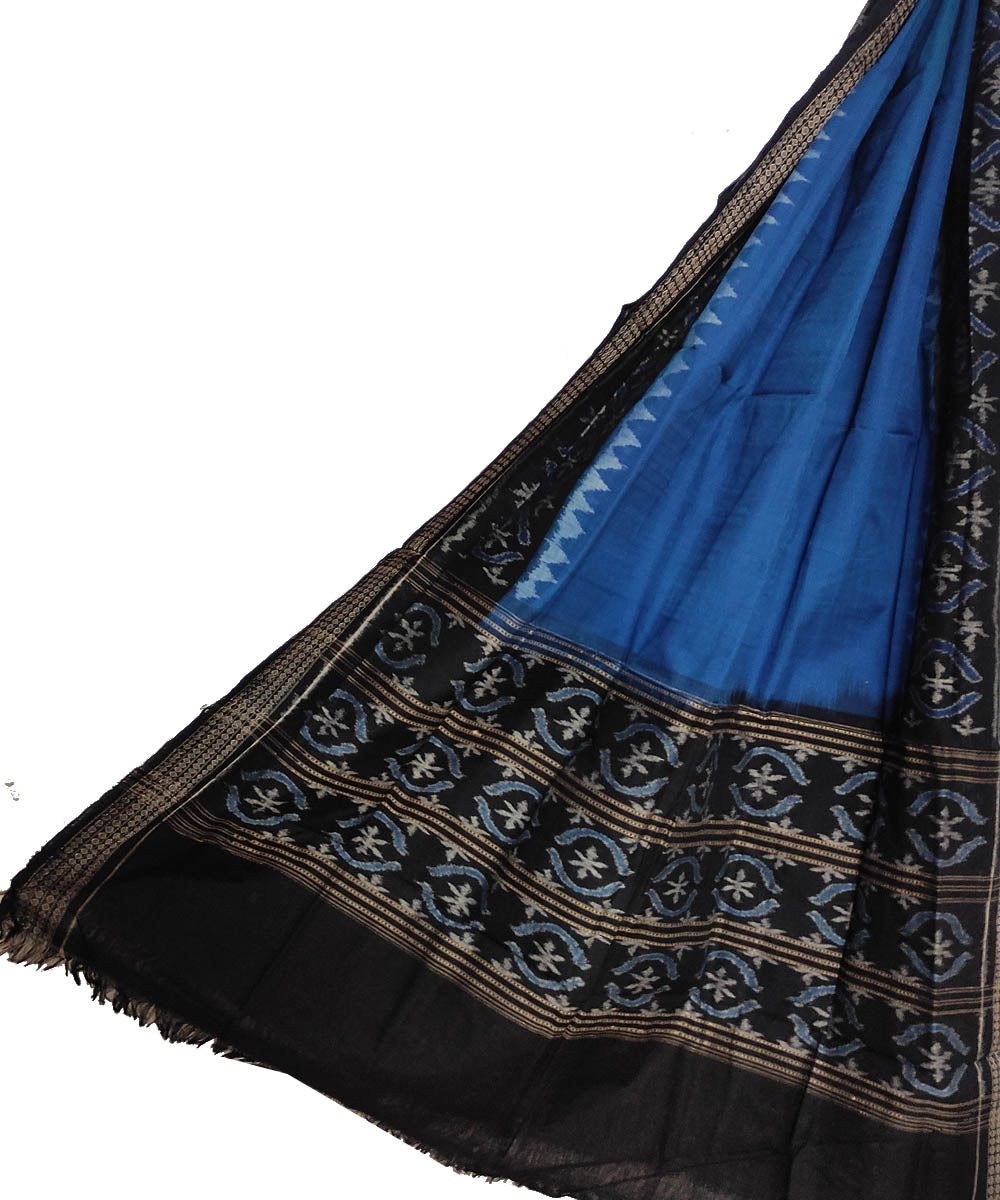 Navy blue black cotton sambalpuri handloom dupatta