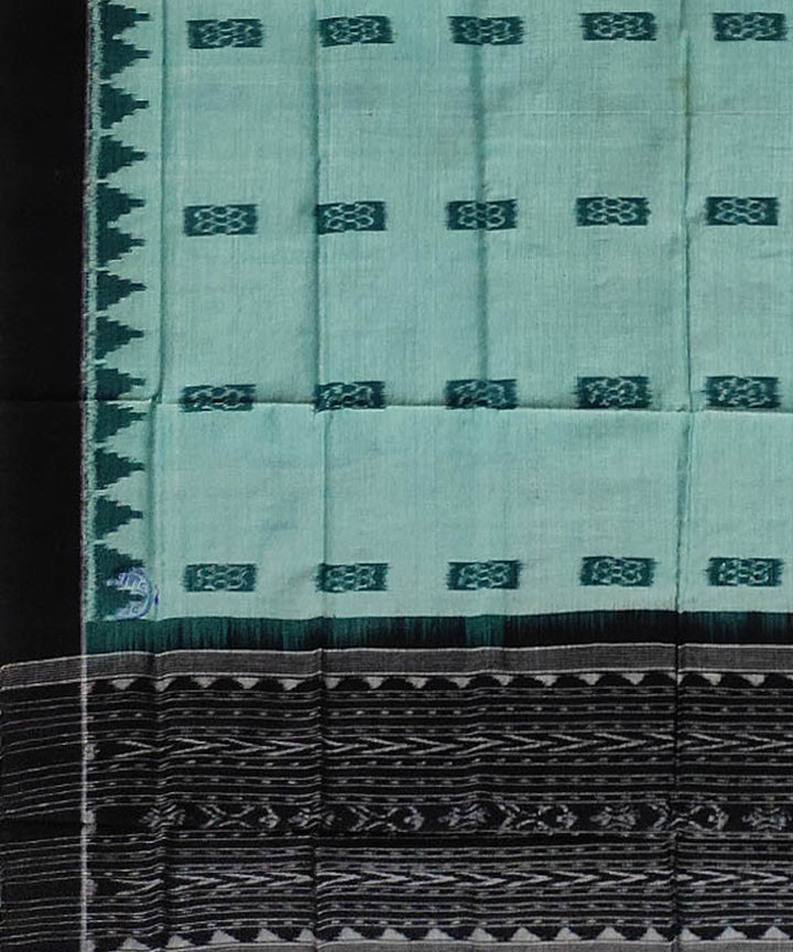 Cyan green black handloom cotton sambalpuri dupatta