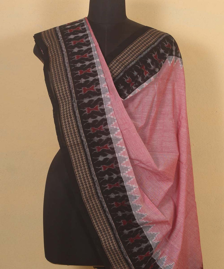 pink black handloom cotton sambalpuri dupatta