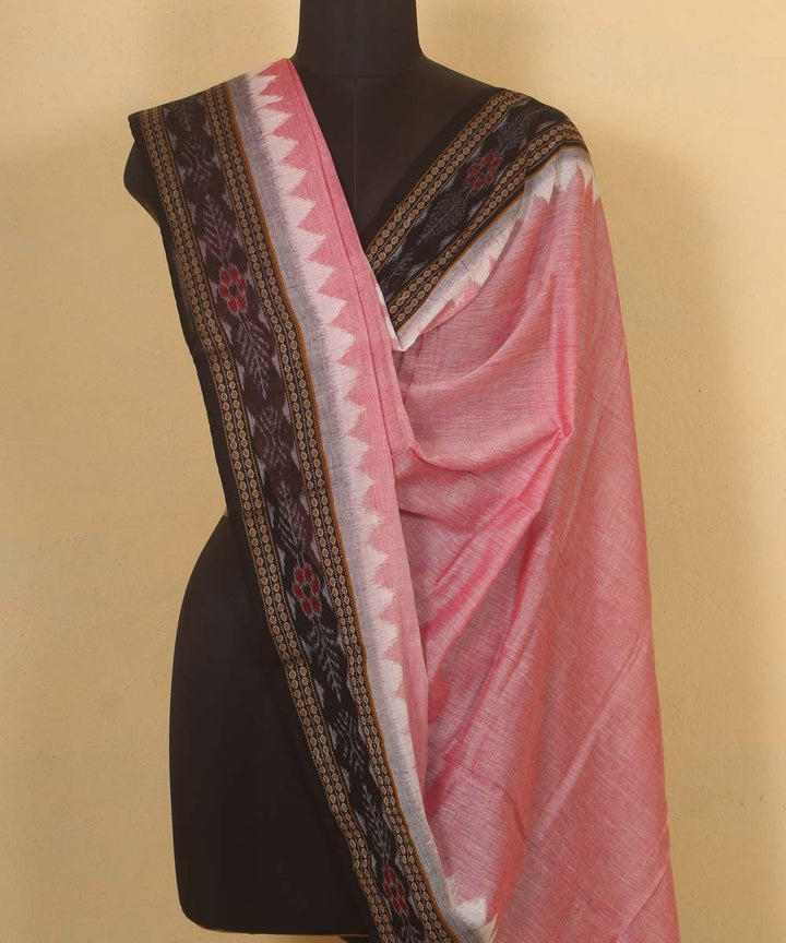 peach black handloom cotton sambalpuri dupatta