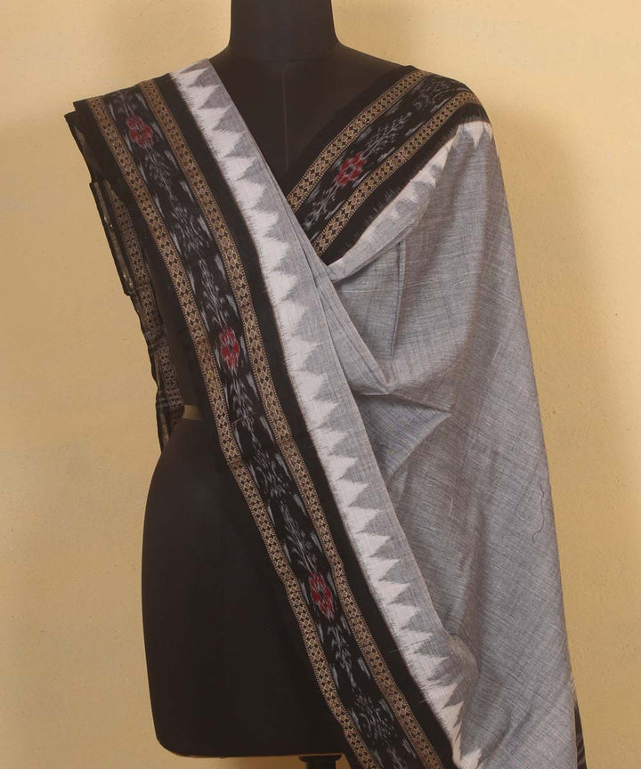 grey black handloom cotton sambalpuri dupatta