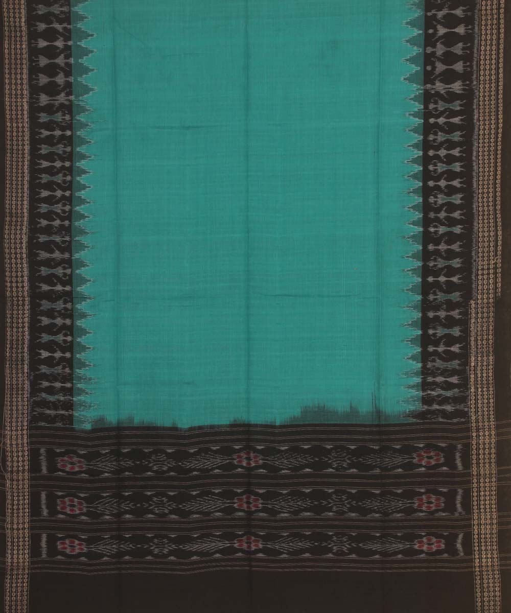 cyan green black handloom cotton sambalpuri dupatta