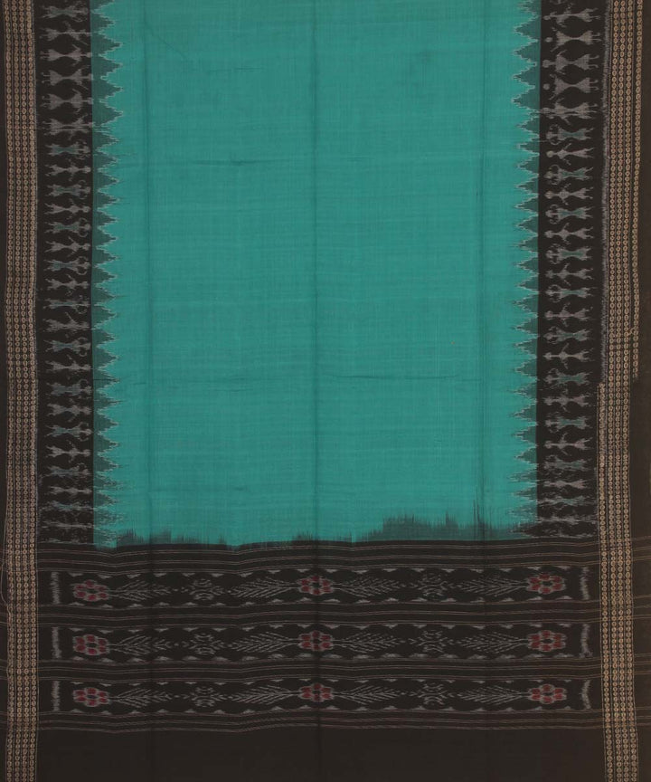 cyan green black handloom cotton sambalpuri dupatta