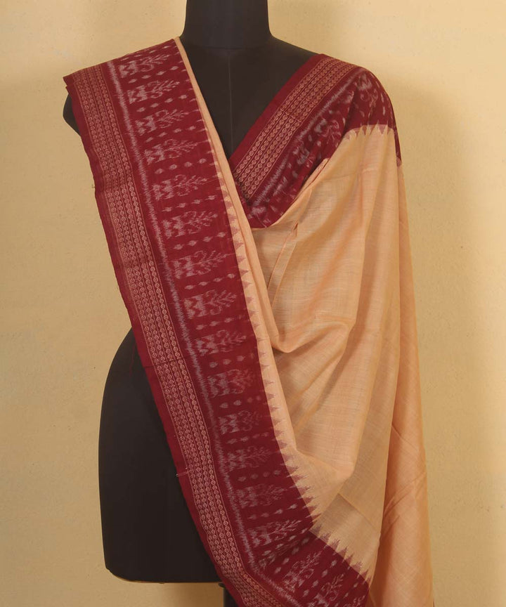 cream maroon handloom cotton sambalpuri dupatta