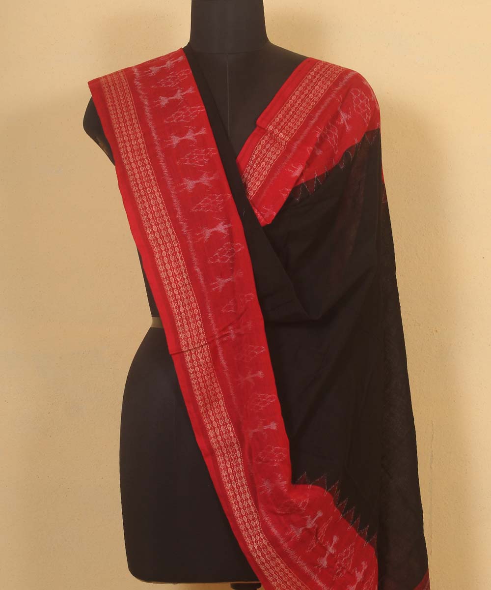 black red handloom cotton sambalpuri dupatta