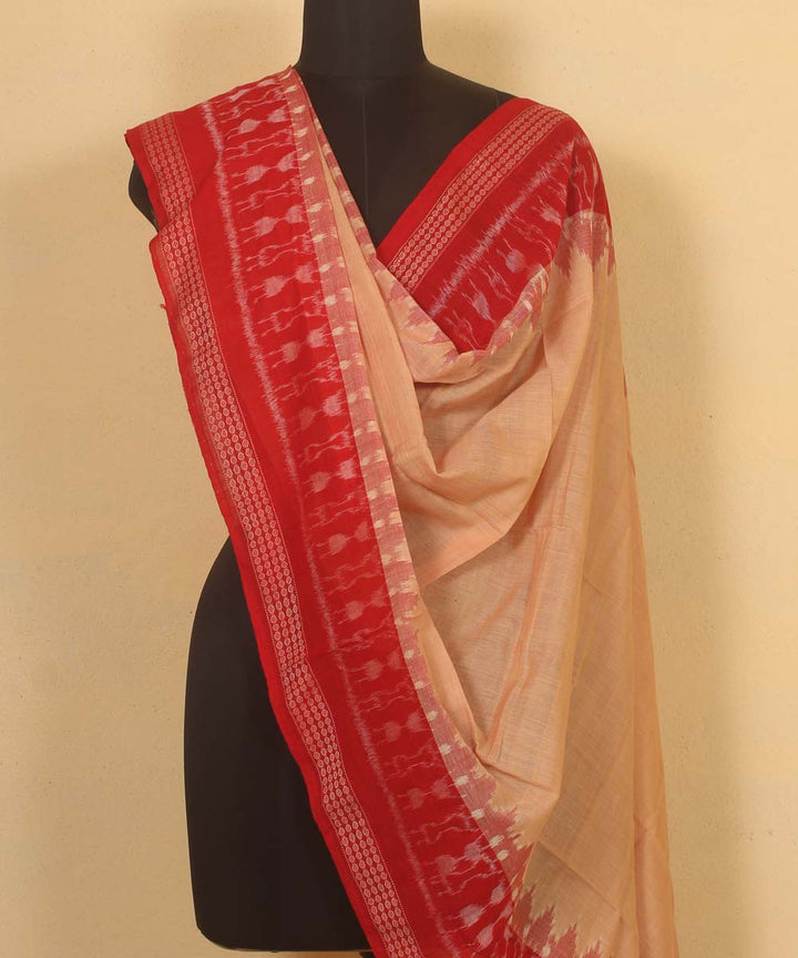 cream red handloom cotton sambalpuri dupatta