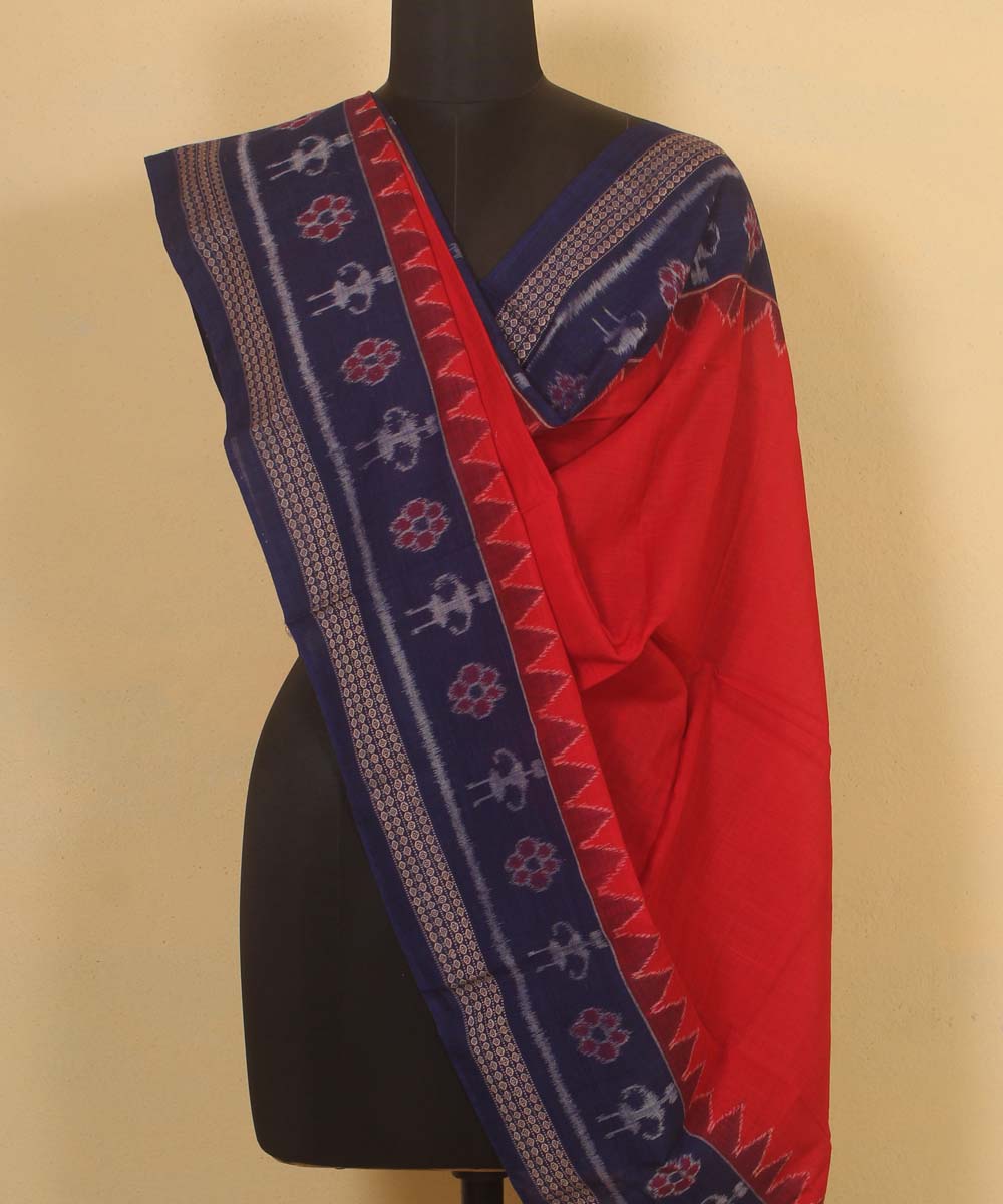 red navy blue handloom cotton sambalpuri dupatta