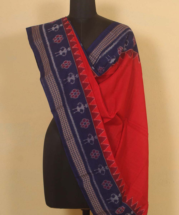 red navy blue handloom cotton sambalpuri dupatta