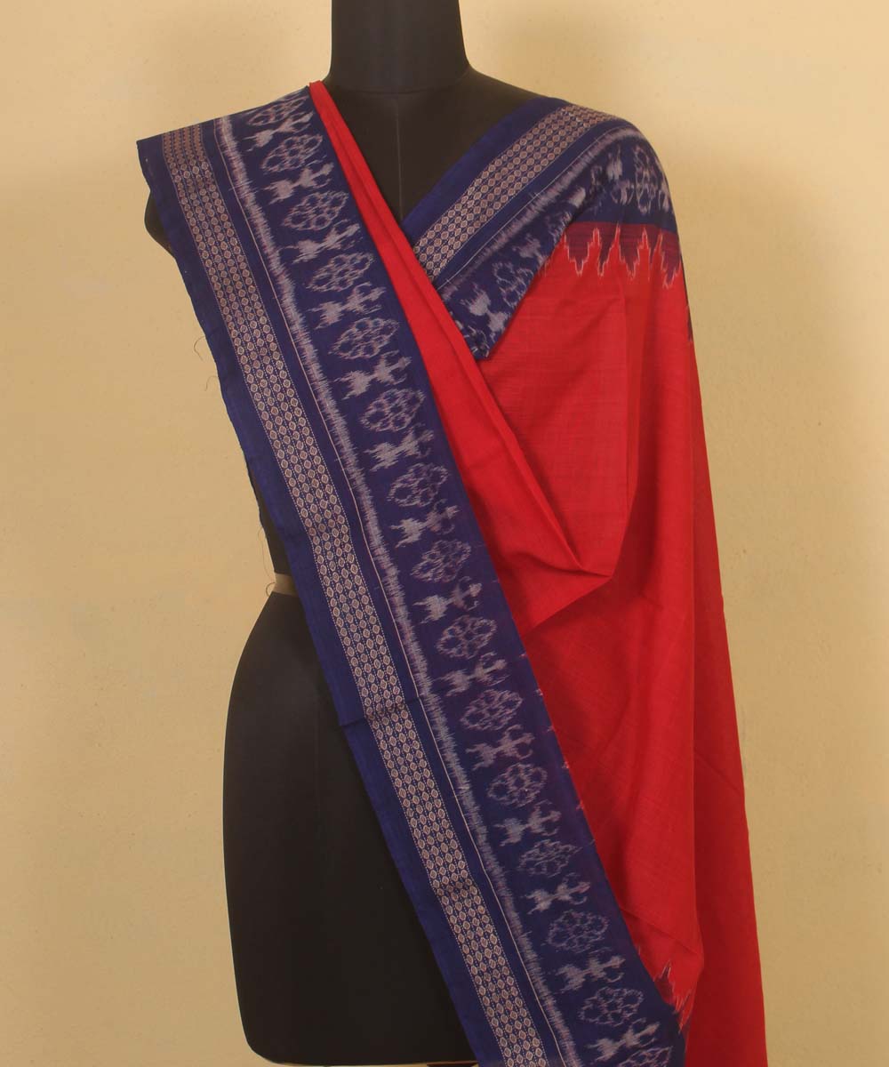 red navy blue handloom cotton sambalpuri dupatta