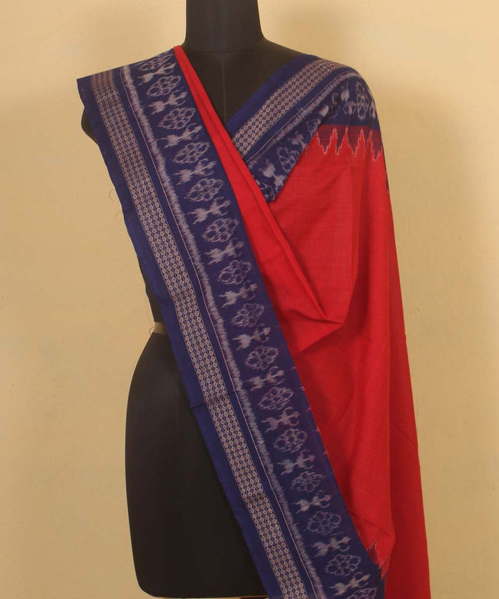 red navy blue handloom cotton sambalpuri dupatta