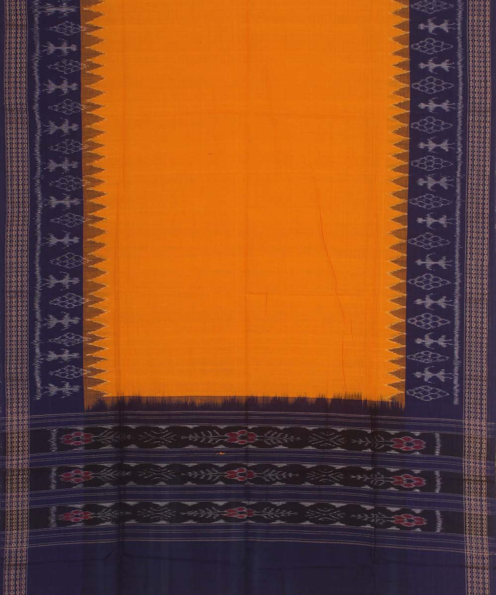 yellow navy blue handloom cotton sambalpuri dupatta