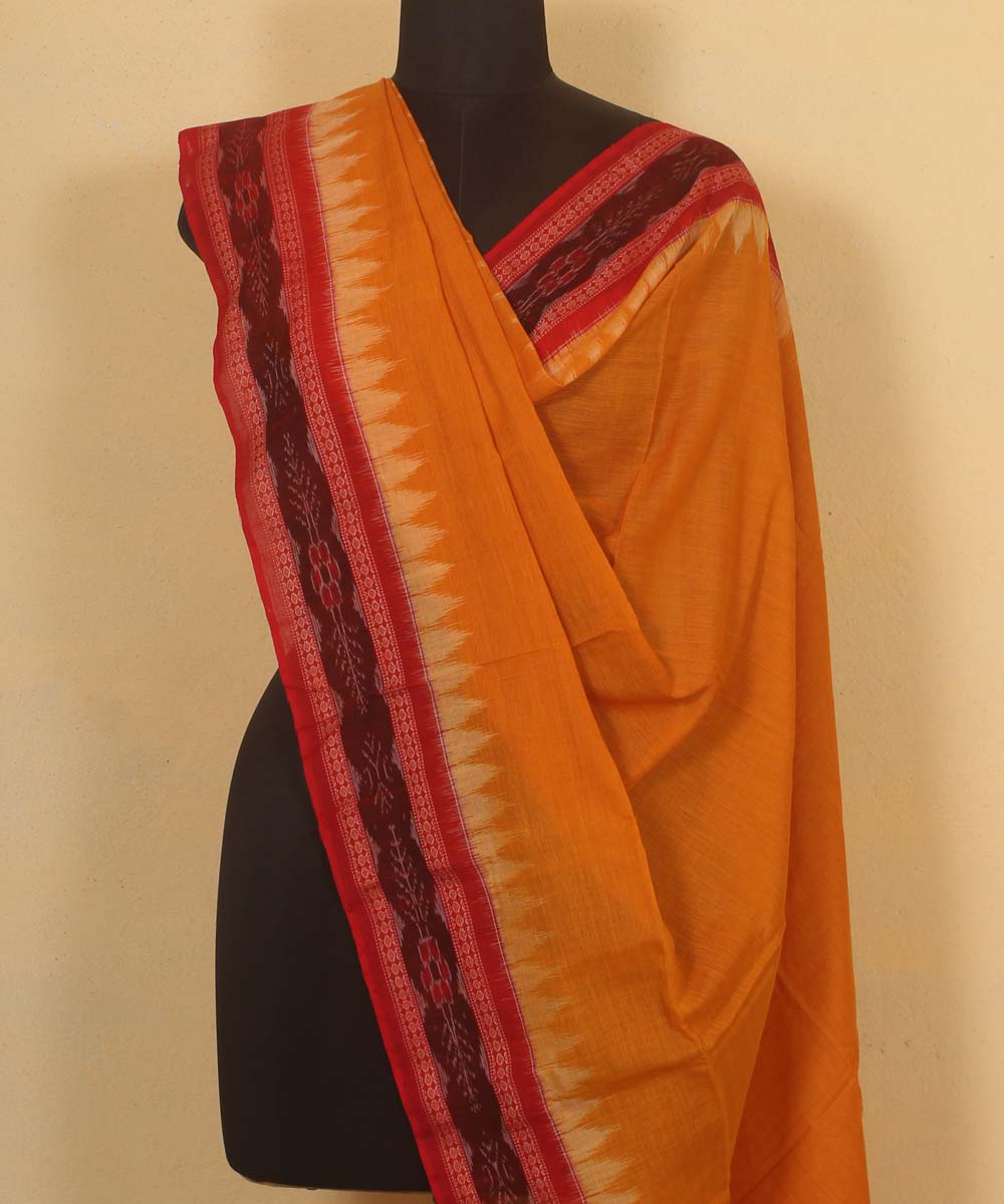 yellow red handloom cotton sambalpuri dupatta