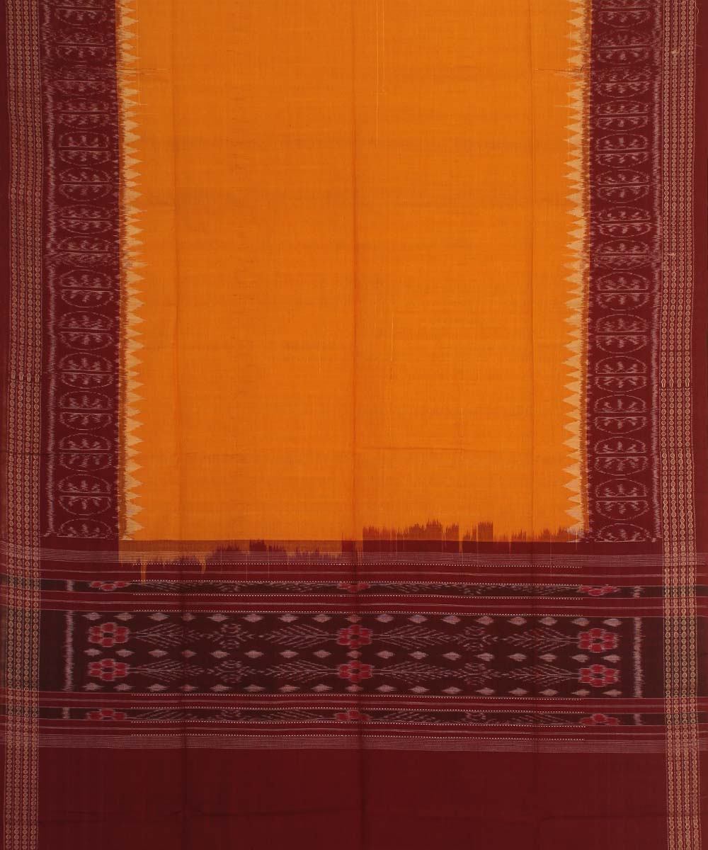 yellow maroon handloom cotton sambalpuri dupatta