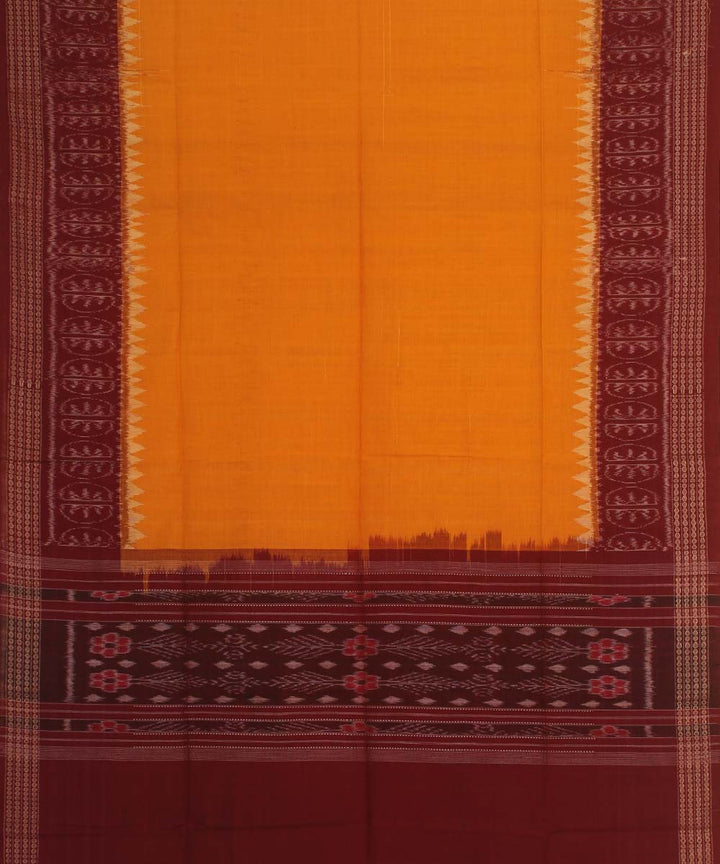 yellow maroon handloom cotton sambalpuri dupatta