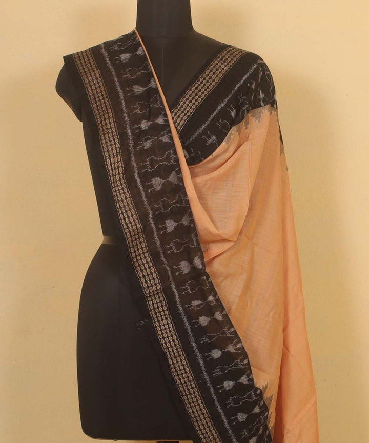 cream black handloom cotton sambalpuri dupatta