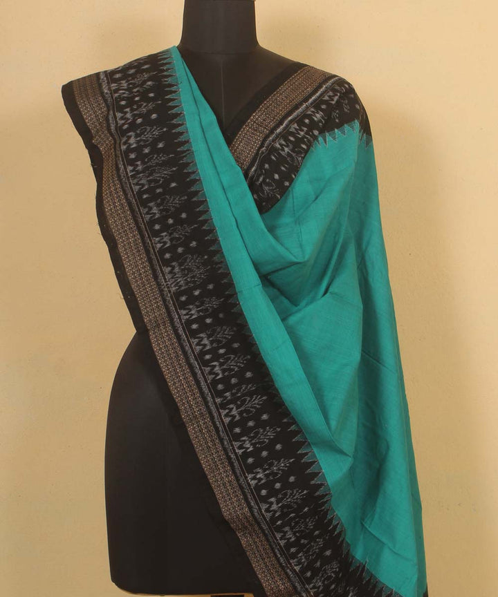 cyan green black handloom cotton sambalpuri dupatta