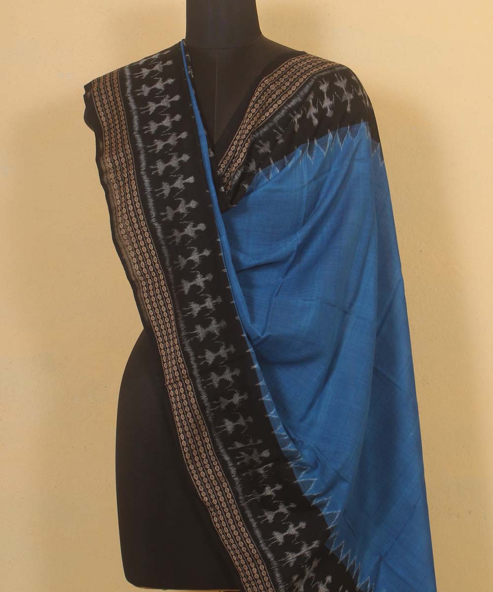 navy blue black handloom cotton sambalpuri dupatta