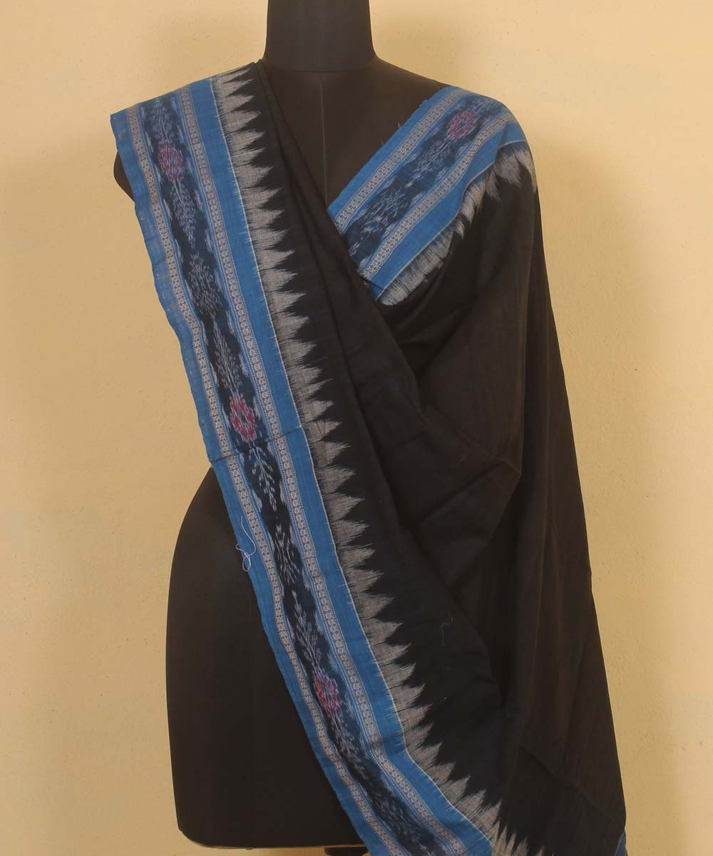 black navy blue handloom cotton sambalpuri dupatta