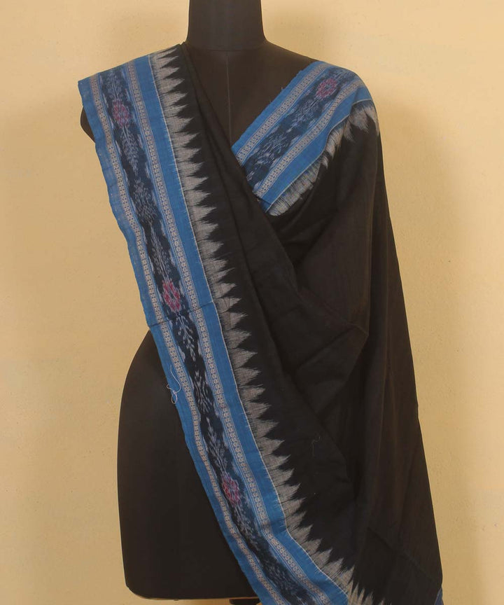 black navy blue handloom cotton sambalpuri dupatta