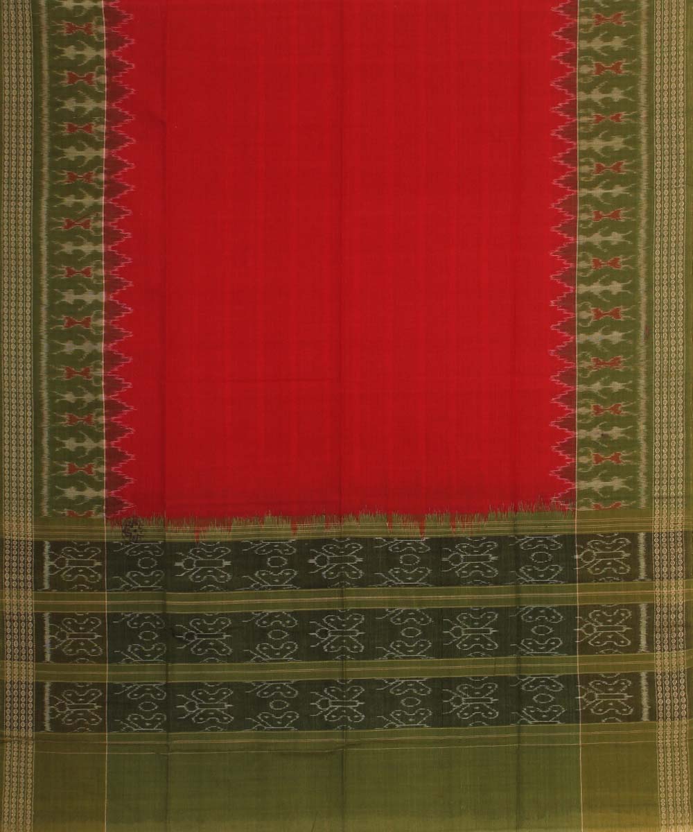 red olive green handloom cotton sambalpuri dupatta