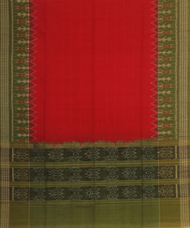red olive green handloom cotton sambalpuri dupatta