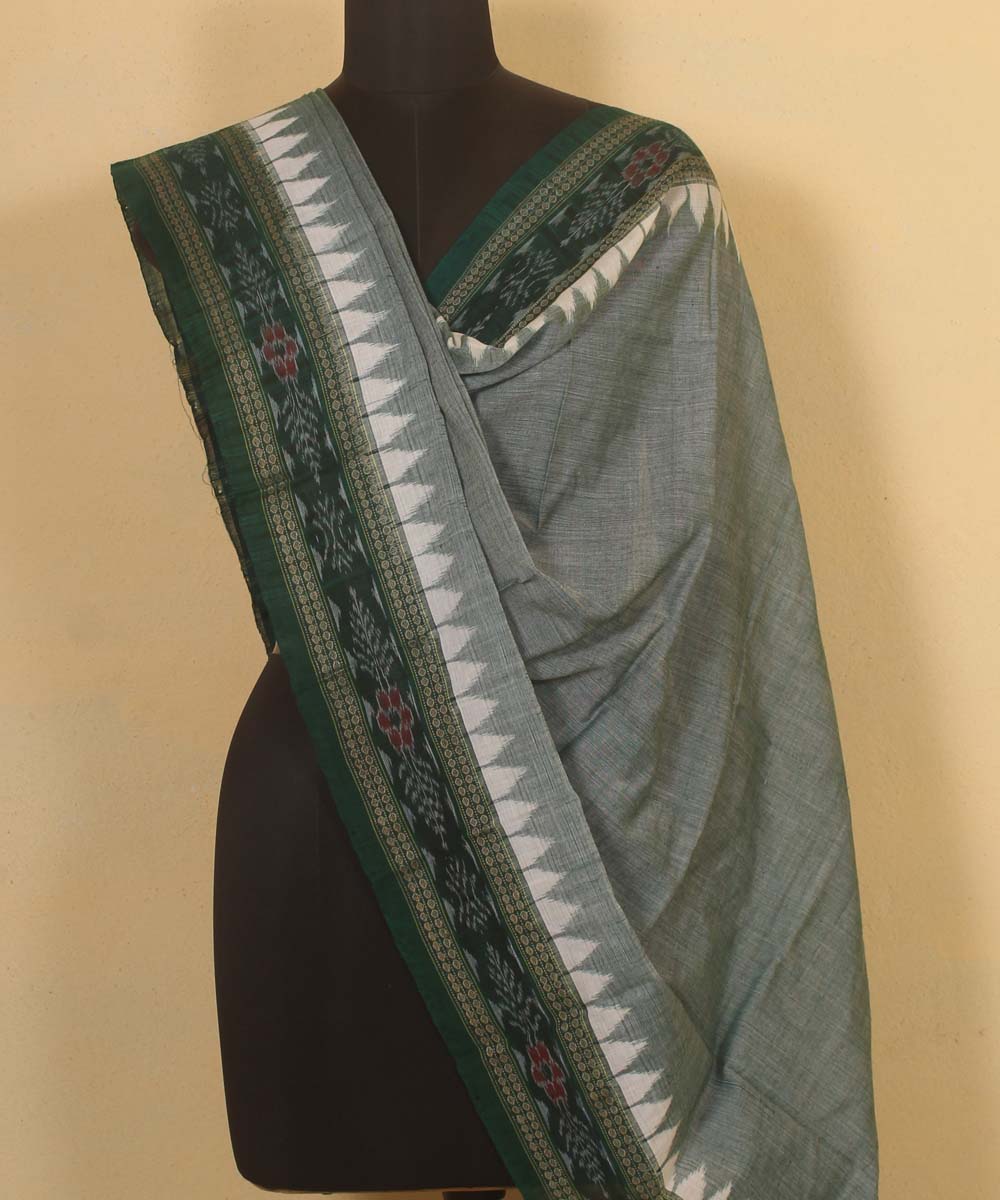 grey dark green handloom cotton sambalpuri dupatta