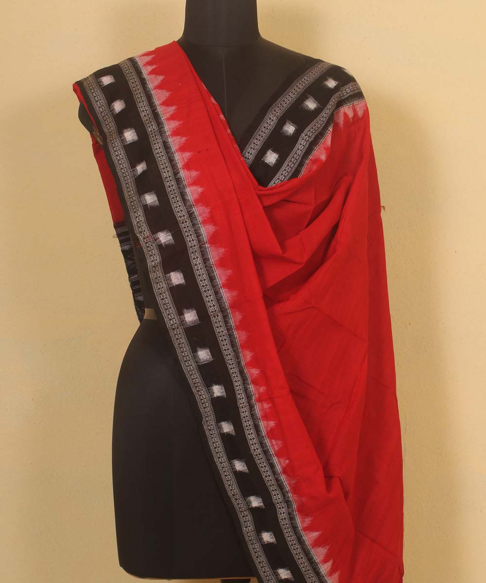 red black handloom cotton sambalpuri dupatta
