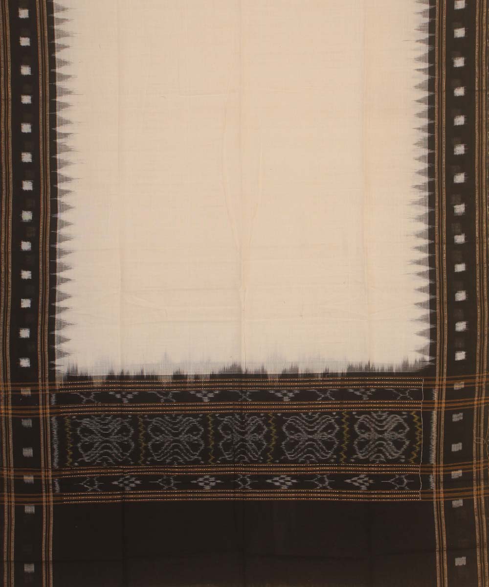 off white black handloom cotton sambalpuri dupatta