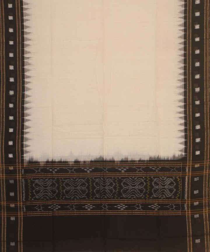 off white black handloom cotton sambalpuri dupatta