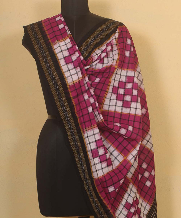 pink white black handloom cotton sambalpuri dupatta