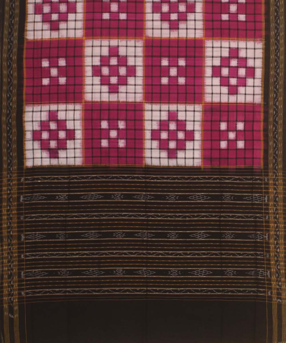 pink white black handloom cotton sambalpuri dupatta