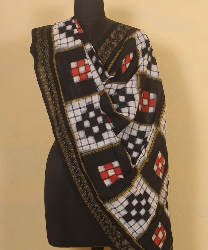red white black handloom cotton sambalpuri dupatta