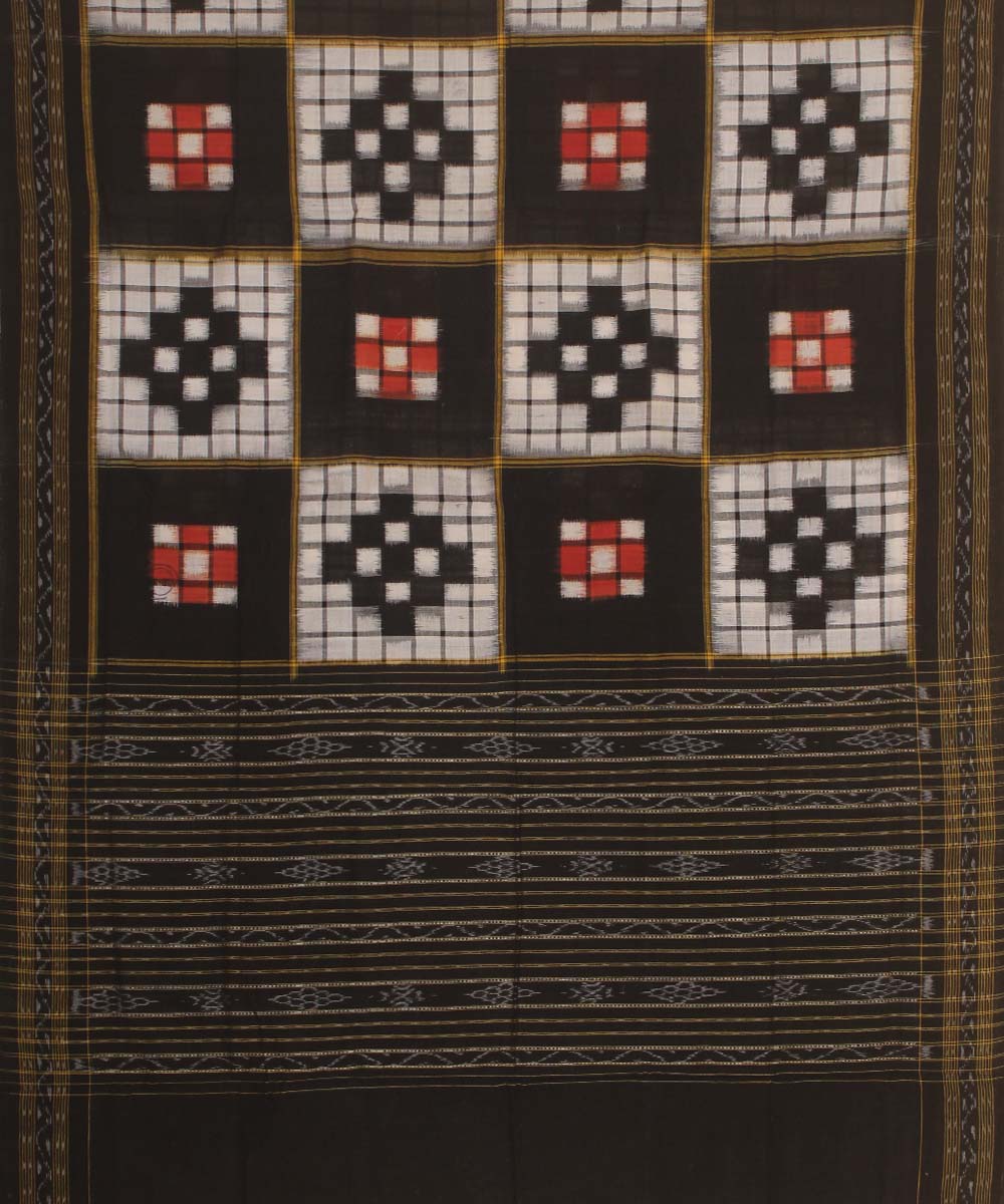 red white black handloom cotton sambalpuri dupatta