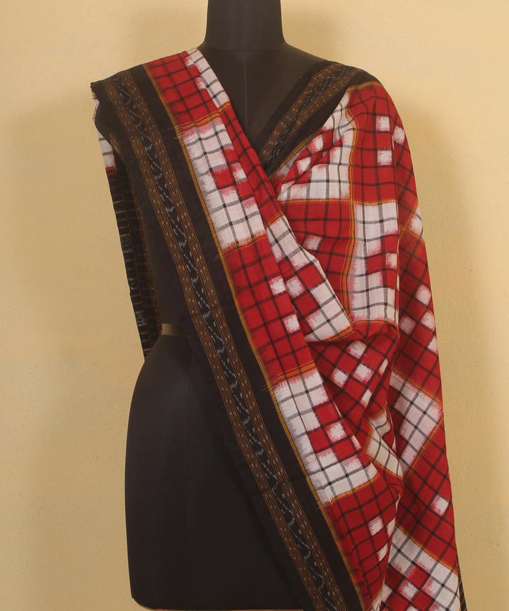 red white black handloom cotton sambalpuri dupatta