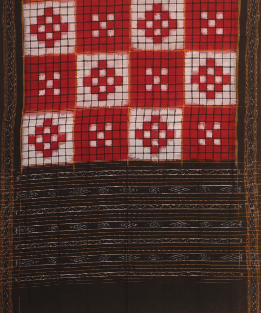 red white black handloom cotton sambalpuri dupatta
