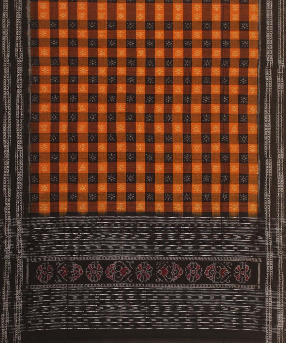 yellow black handloom cotton sambalpuri dupatta