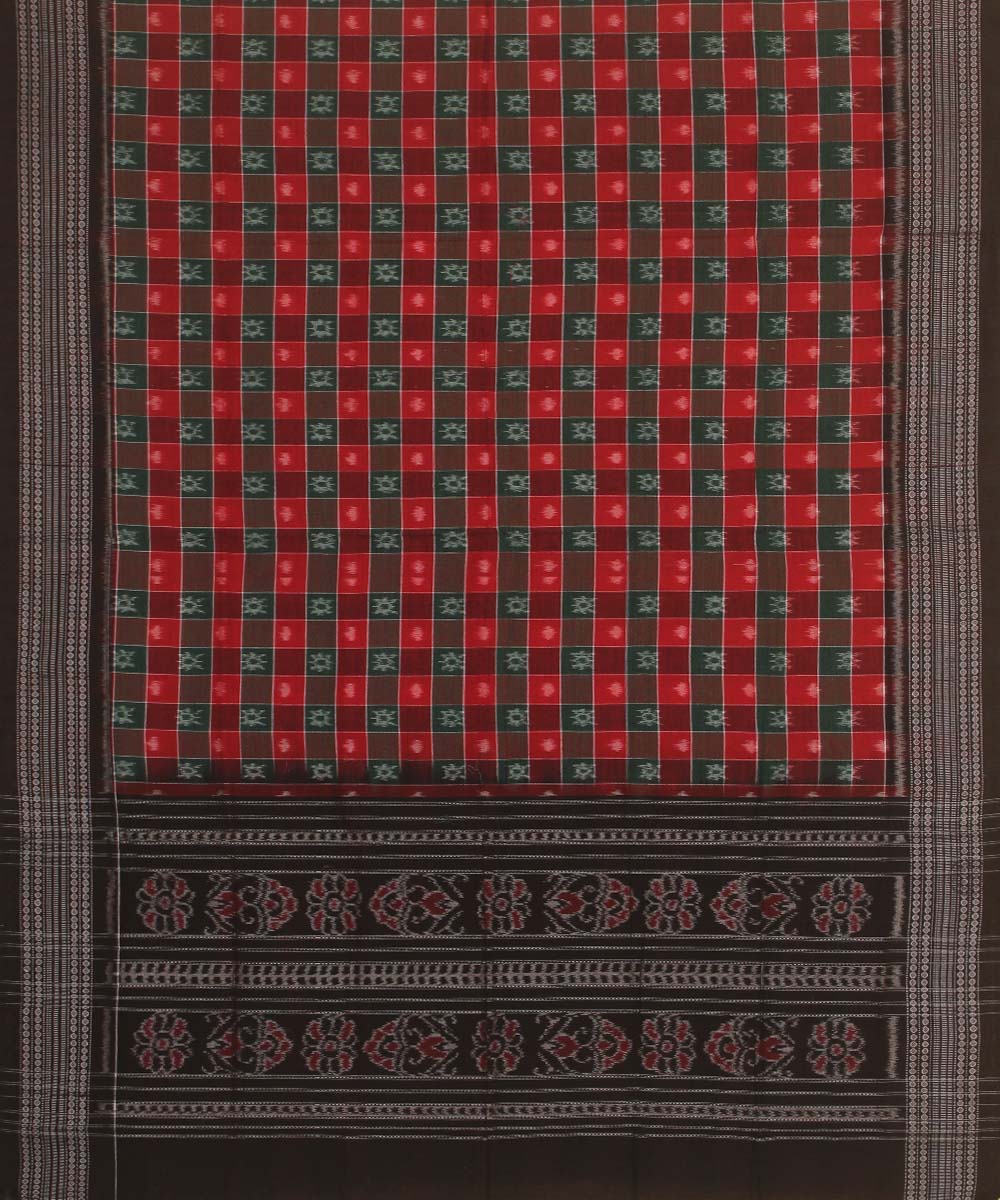 red green black handloom cotton sambalpuri dupatta