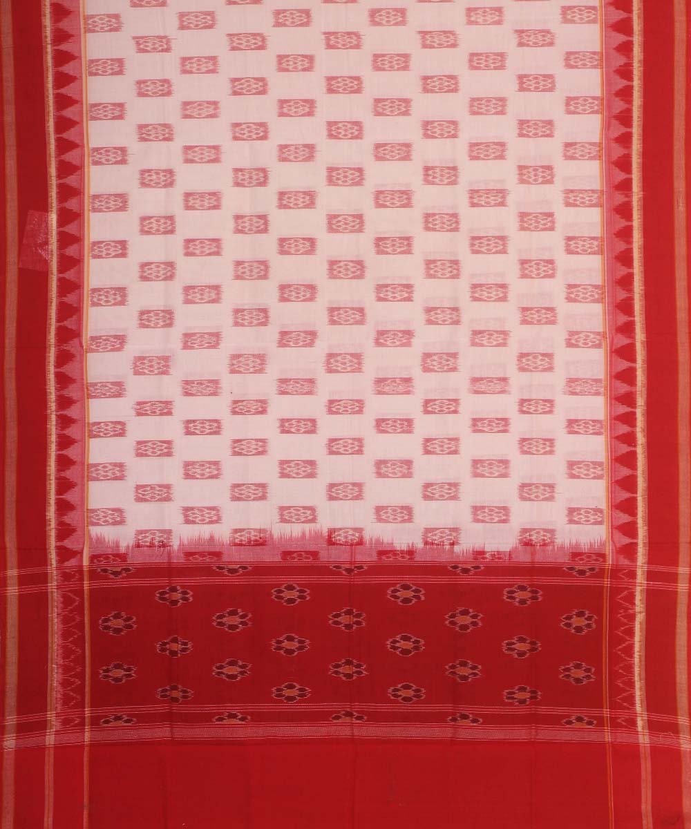 off white red handloom cotton sambalpuri dupatta