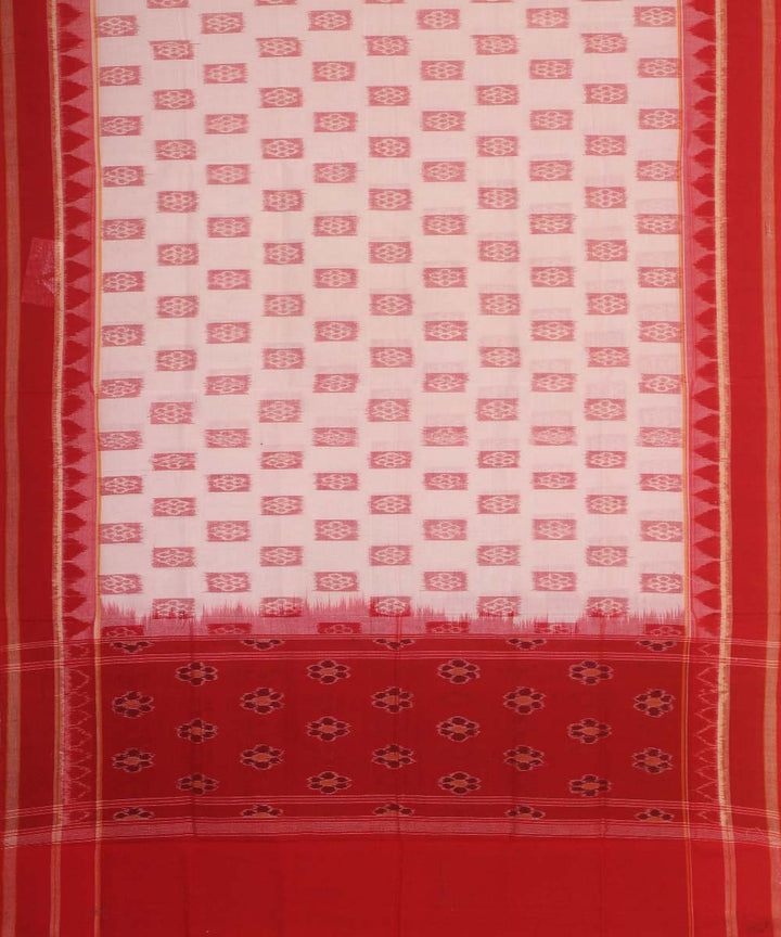 off white red handloom cotton sambalpuri dupatta