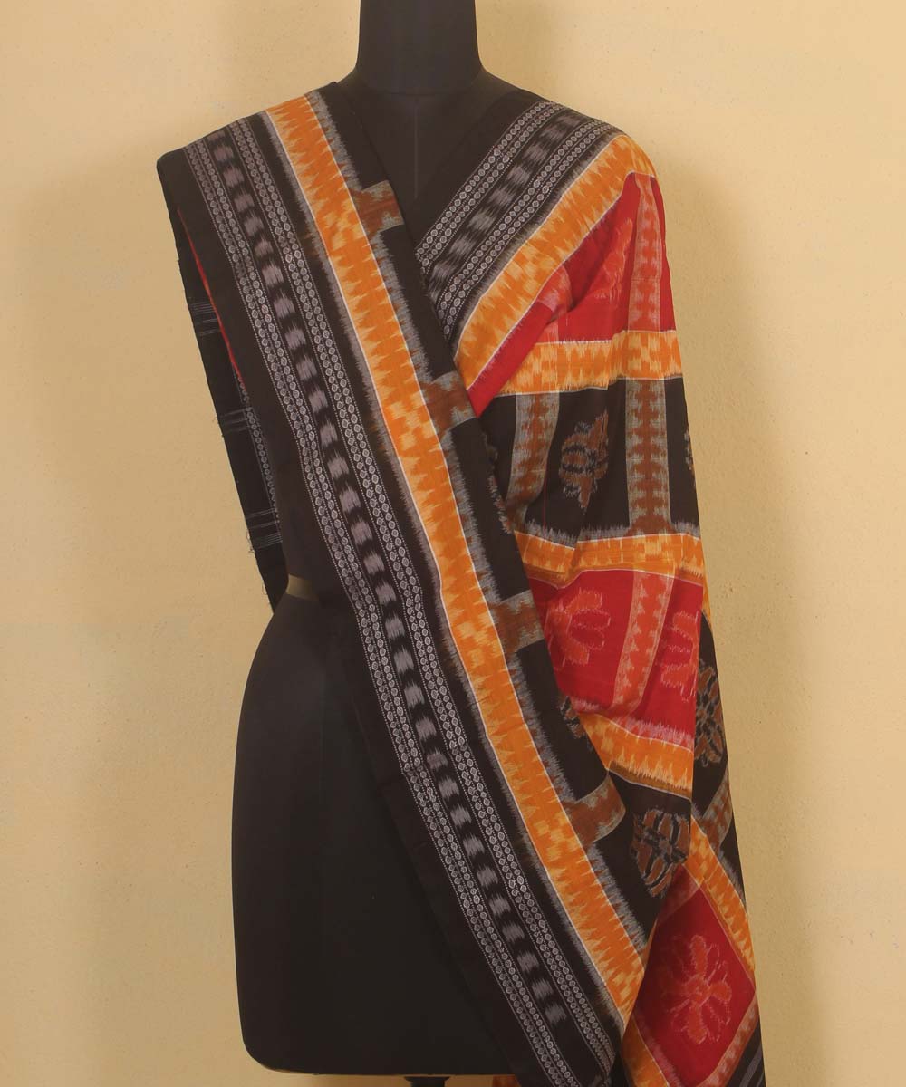 black yellow handloom cotton sambalpuri dupatta