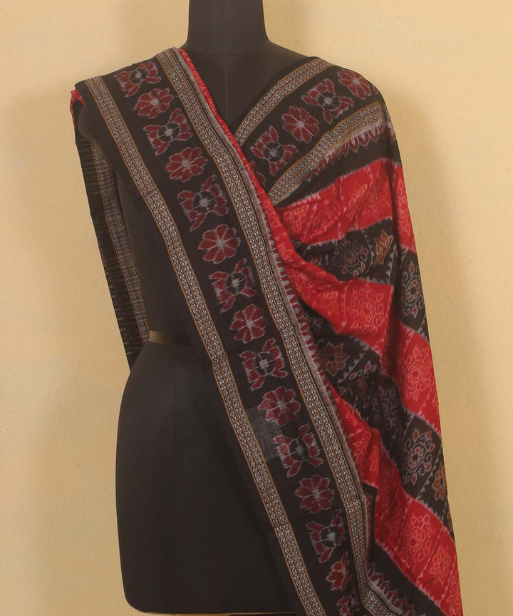 black red handloom cotton sambalpuri dupatta
