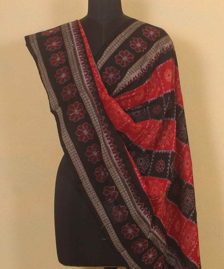 black red handloom cotton sambalpuri dupatta