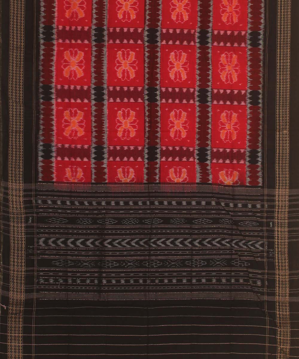 black red handloom cotton sambalpuri dupatta