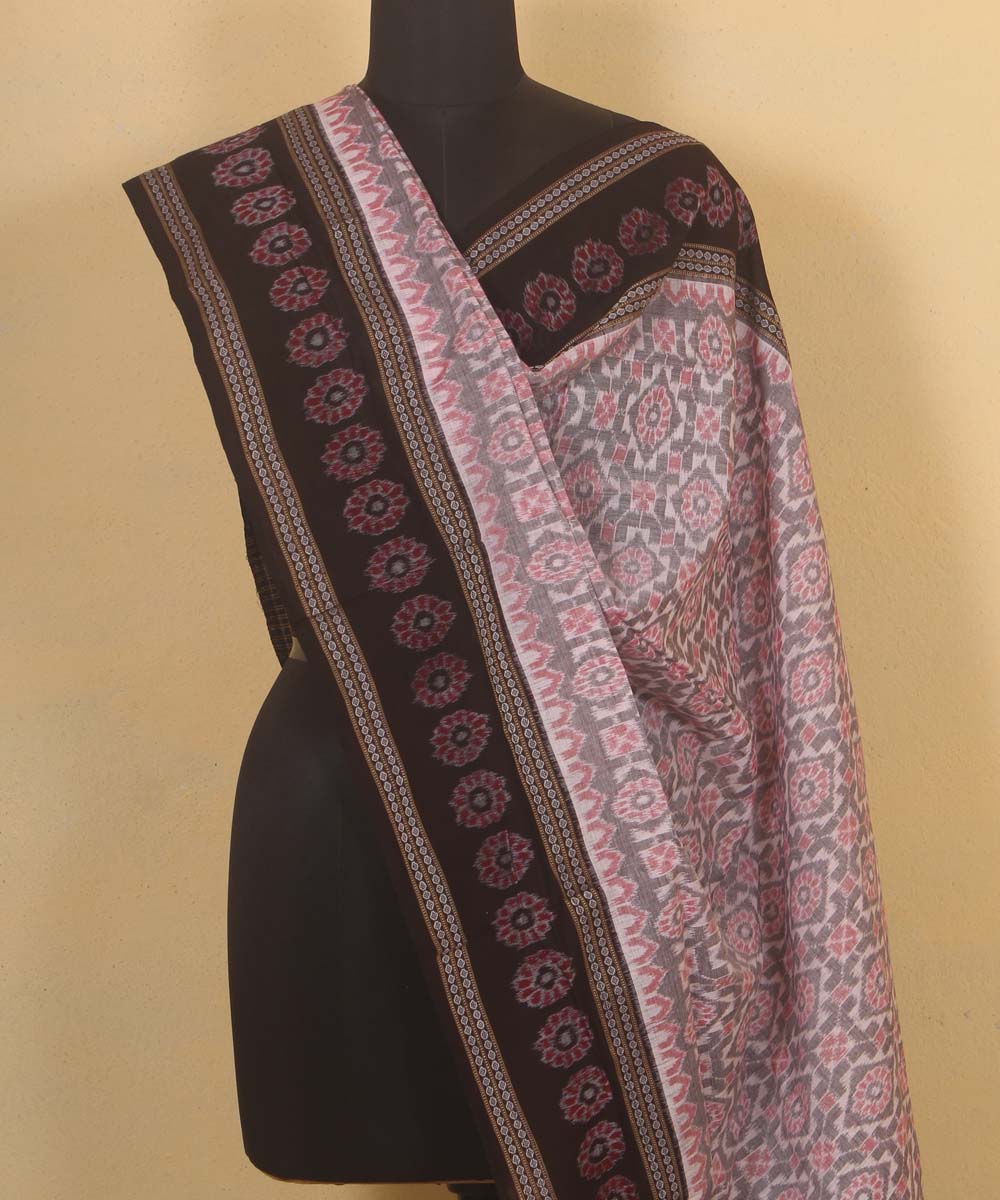 grey brown handloom cotton sambalpuri dupatta