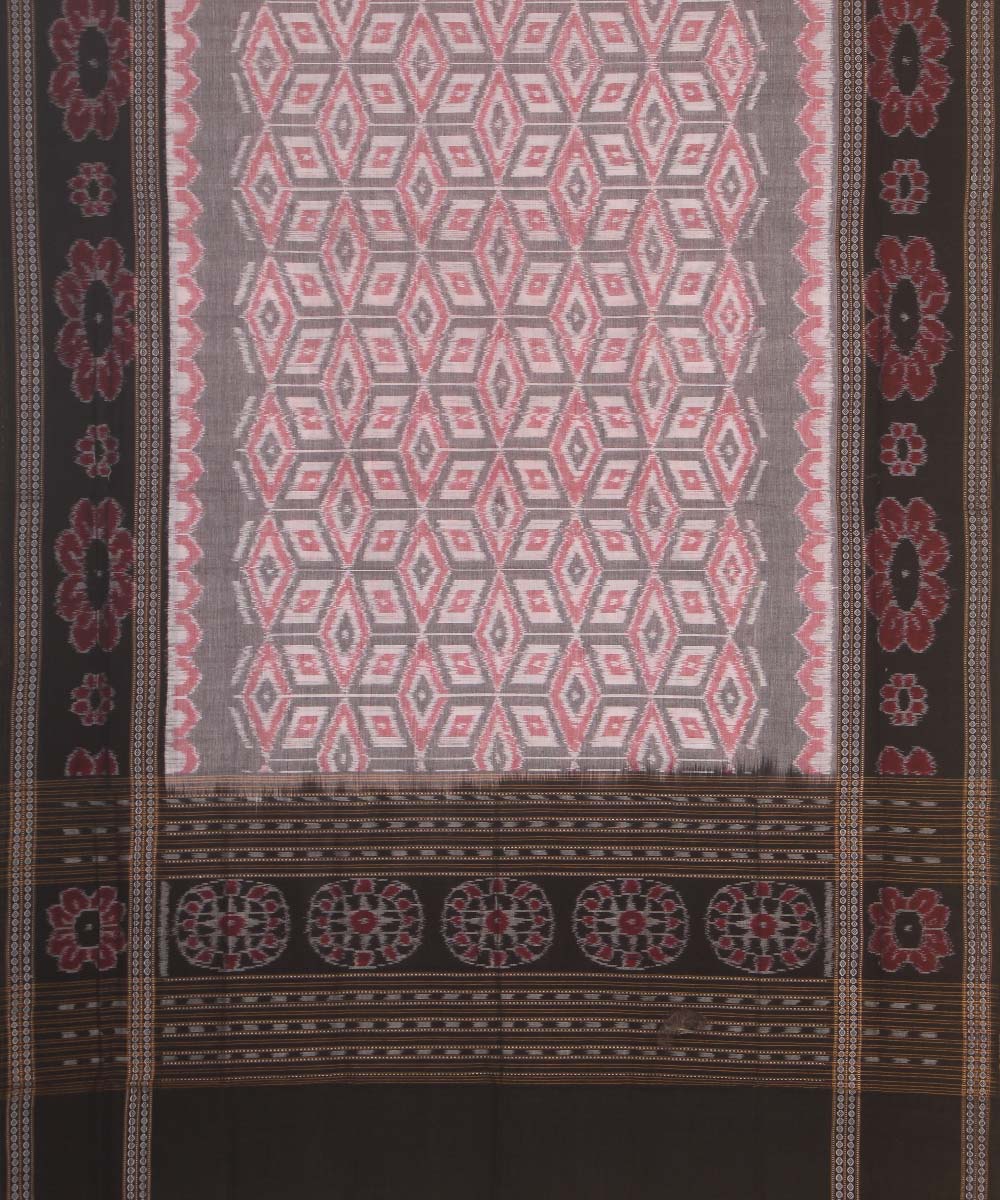 grey black handloom cotton sambalpuri dupatta