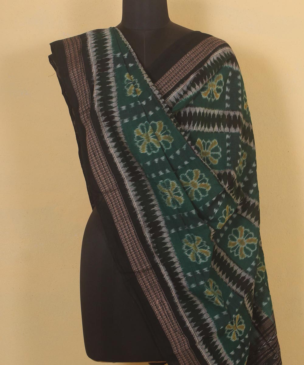 dark green black handloom cotton sambalpuri dupatta