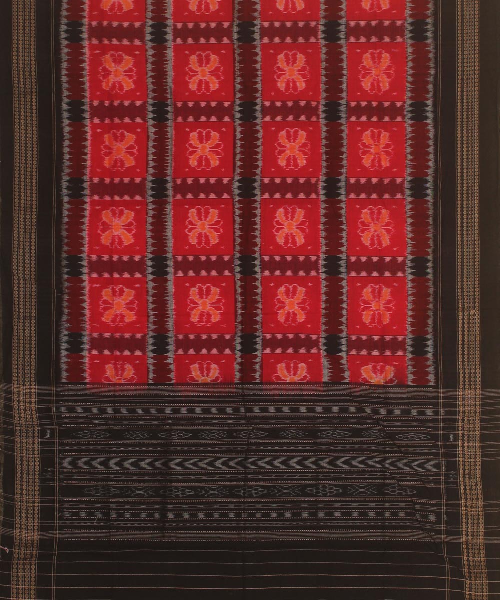 red black handloom cotton sambalpuri dupatta