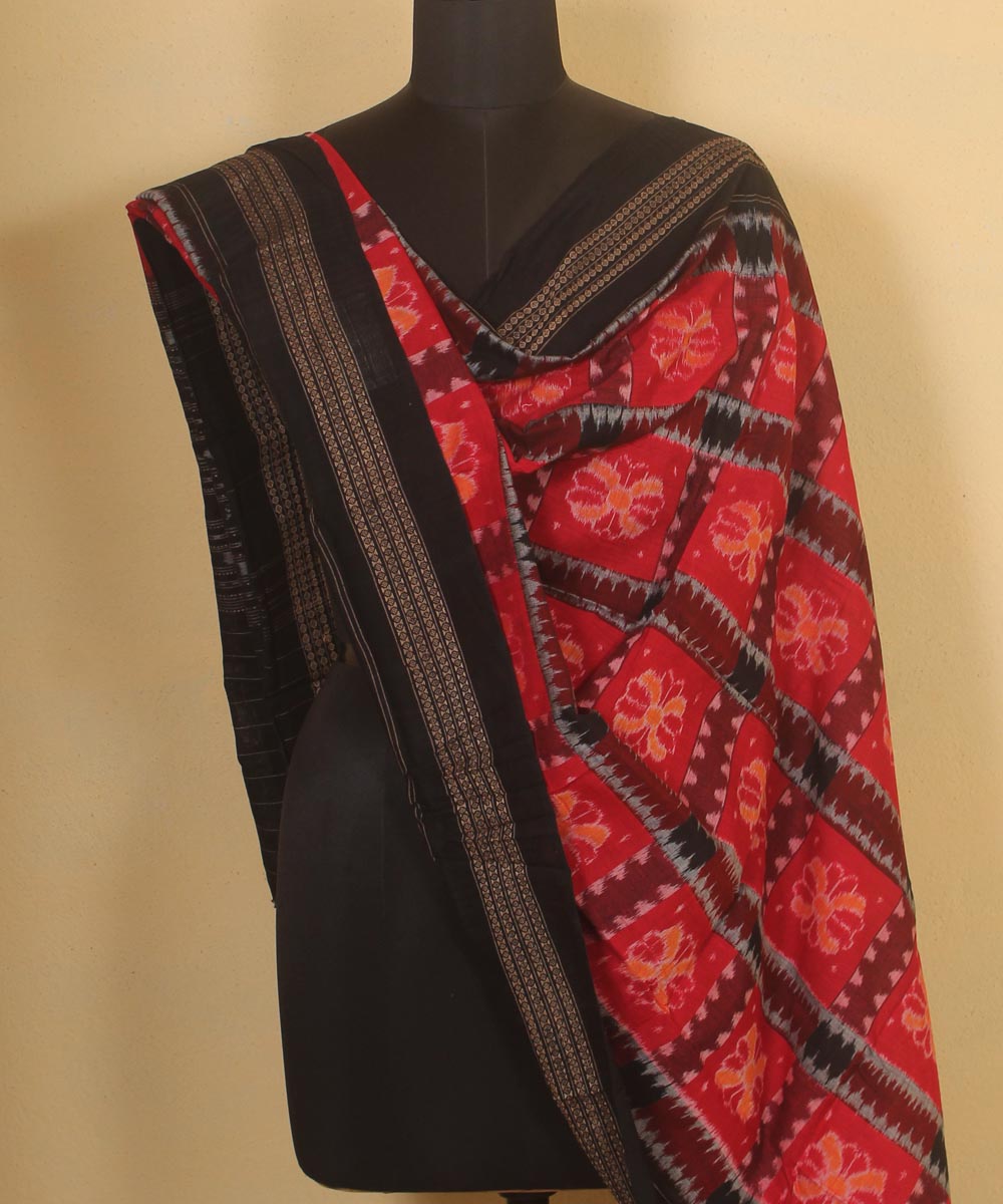 red black handloom cotton sambalpuri dupatta