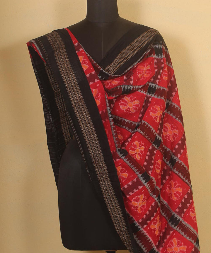 red black handloom cotton sambalpuri dupatta