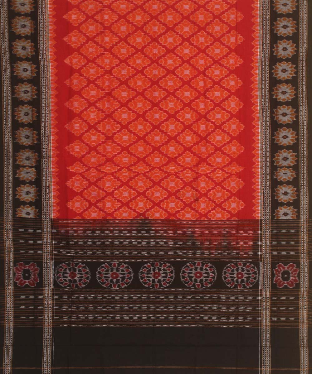 orange black handloom cotton sambalpuri dupatta